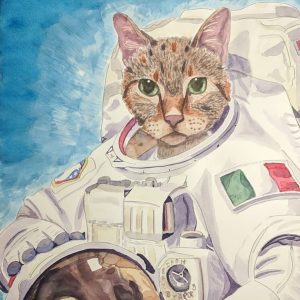 Drawing of cat astronaut